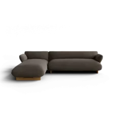 2-Sitzer Chaiselongue, links -MOCO- Farbe Shitake - Stoff: Boucla