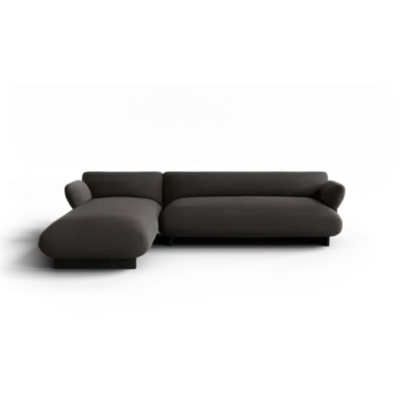 2-Sitzer Chaiselongue, links -MOCO- Farbe Taupe - Stoff: Boucla