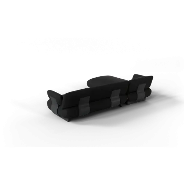 2-Sitzer Chaiselongue, links -MOCO- Farbe Coal - Stoff: Boucla