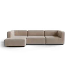 3-Sitzer Chaiselongue, links -TASI- Farbe Beige - Stoff: Pina