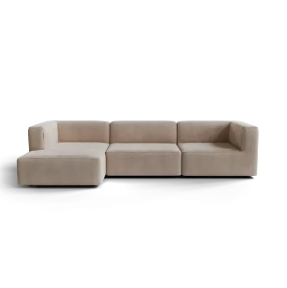3-Sitzer Chaiselongue, links -TASI- Farbe Beige - Stoff: Pina