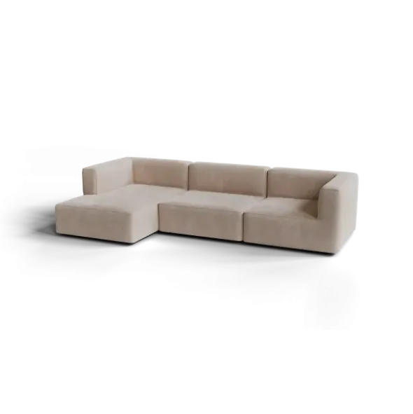 3-Sitzer Chaiselongue, links -TASI- Farbe Beige - Stoff: Pina