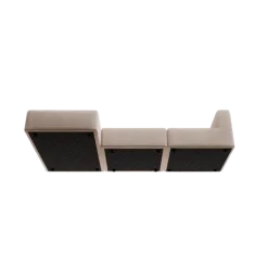 3-Sitzer Chaiselongue, links -TASI- Farbe Beige - Stoff: Pina