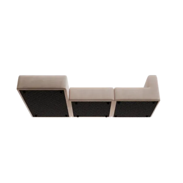 3-Sitzer Chaiselongue, links -TASI- Farbe Beige - Stoff: Pina