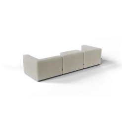 3-Sitzer Chaiselongue, links -TASI- Farbe Beige - Stoff: Boucla