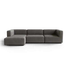 3-Sitzer Chaiselongue, links -TASI- Farbe Zinc - Stoff: Pina