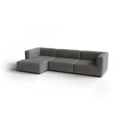 3-Sitzer Chaiselongue, links -TASI- Farbe Zinc - Stoff: Pina