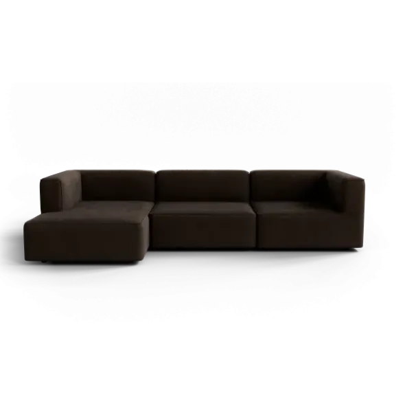 3-Sitzer Chaiselongue, links -TASI- Farbe Espresso - Stoff: Pina