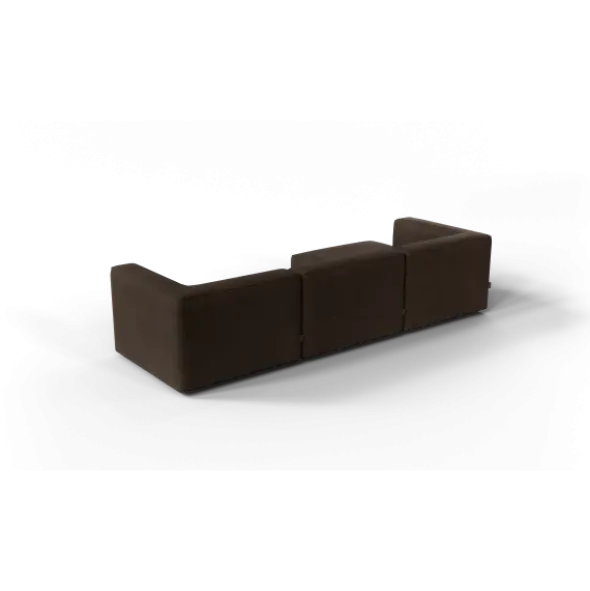 3-Sitzer Chaiselongue, links -TASI- Farbe Espresso - Stoff: Pina
