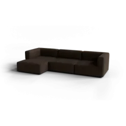 3-Sitzer Chaiselongue, links -TASI- Farbe Espresso - Stoff: Pina