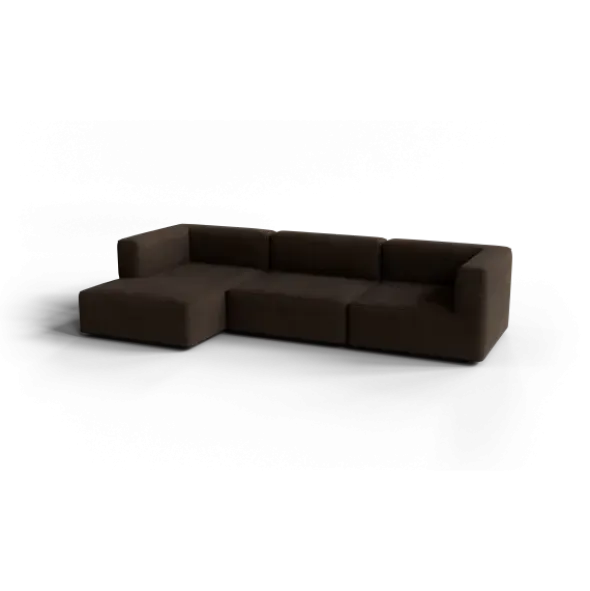 3-Sitzer Chaiselongue, links -TASI- Farbe Espresso - Stoff: Pina
