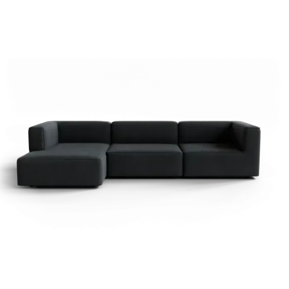 3-Sitzer Chaiselongue, links -TASI- Farbe Coal - Stoff: kvadrat Melange Nap