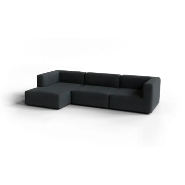 3-Sitzer Chaiselongue, links -TASI- Farbe Coal - Stoff: kvadrat Melange Nap