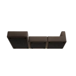3-Sitzer Chaiselongue, links -TASI- Farbe Shitake - Stoff: Boucla