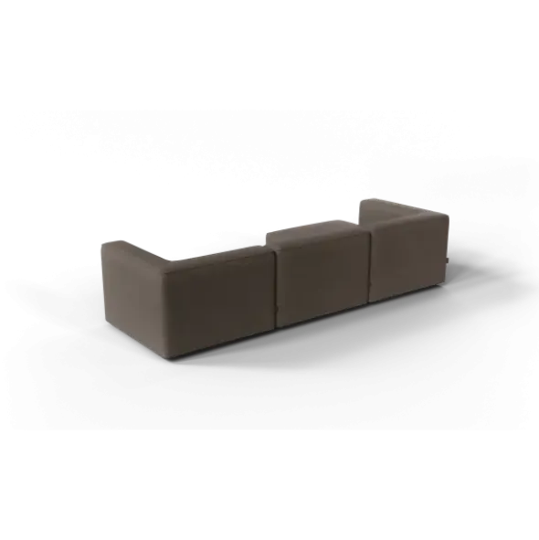 3-Sitzer Chaiselongue, links -TASI- Farbe Shitake - Stoff: Boucla