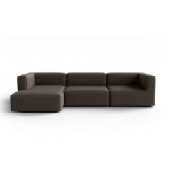 3-Sitzer Chaiselongue, links -TASI- Farbe Shitake - Stoff: Boucla