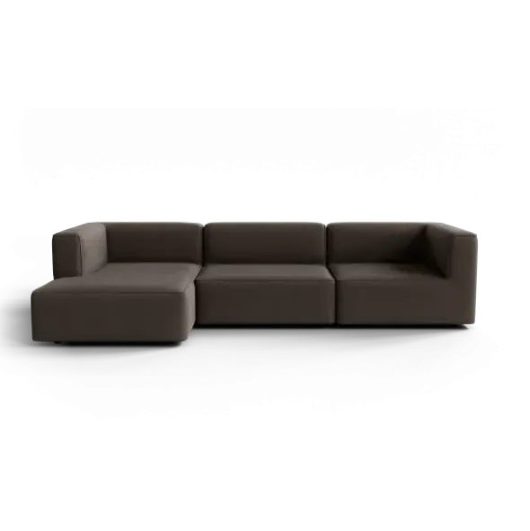 3-Sitzer Chaiselongue, links -TASI- Farbe Shitake - Stoff: Boucla