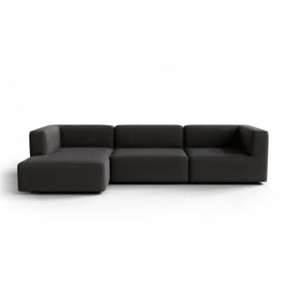 3-Sitzer Chaiselongue, links -TASI- Farbe Taupe - Stoff: Boucla
