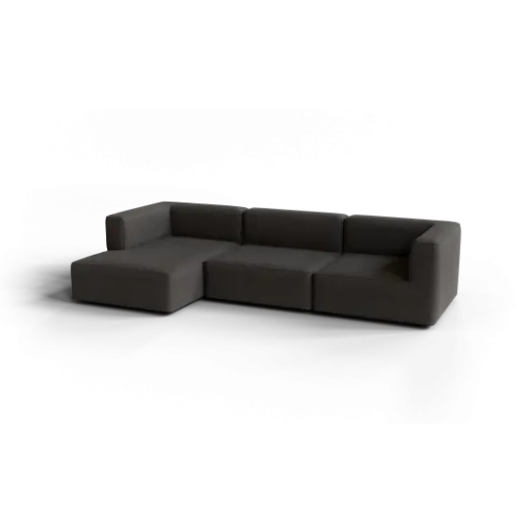 3-Sitzer Chaiselongue, links -TASI- Farbe Taupe - Stoff: Boucla