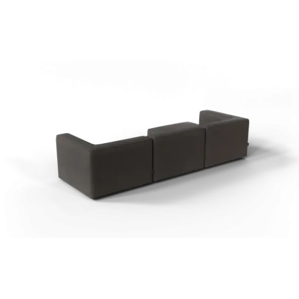 3-Sitzer Chaiselongue, links -TASI- Farbe Taupe - Stoff: Boucla