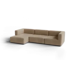 3-Sitzer Chaiselongue, links -TASI- Farbe Shitake - Stoff: kvadrat Moss