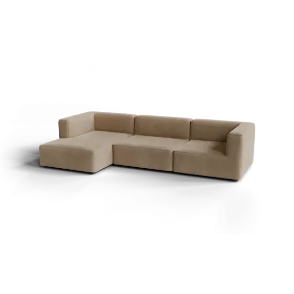 3-Sitzer Chaiselongue, links -TASI- Farbe Shitake - Stoff: kvadrat Moss