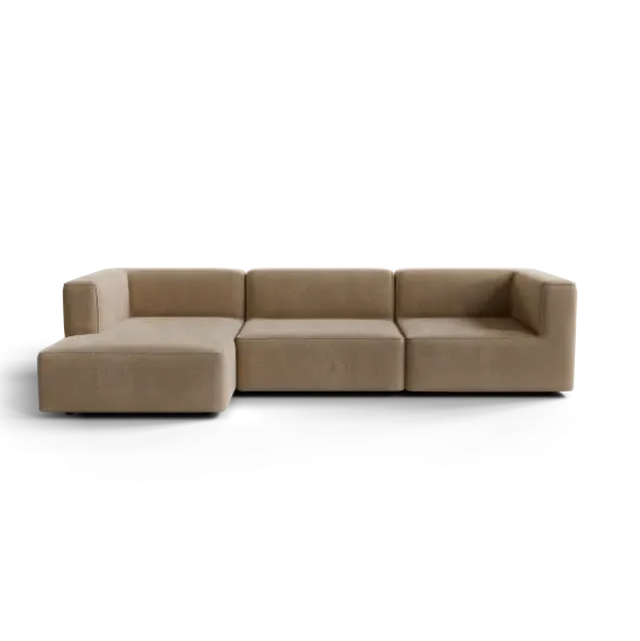 3-Sitzer Chaiselongue, links -TASI- Farbe Shitake - Stoff: kvadrat Moss