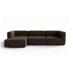 3-Sitzer Chaiselongue, links -TASI- Farbe Espresso - Stoff: kvadrat Moss