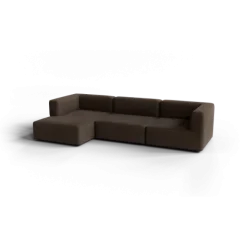 3-Sitzer Chaiselongue, links -TASI- Farbe Espresso - Stoff: kvadrat Moss
