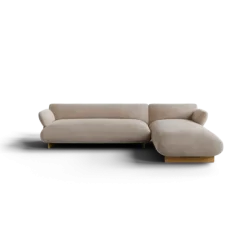 2-Sitzer Chaiselongue, rechts -MOCO- Farbe Beige - Stoff: Pina
