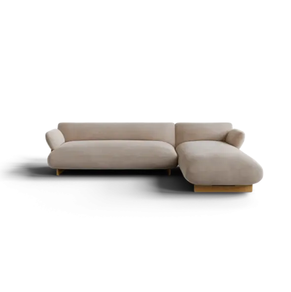 2-Sitzer Chaiselongue, rechts -MOCO- Farbe Beige - Stoff: Pina
