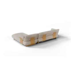 2-Sitzer Chaiselongue, rechts -MOCO- Farbe Beige - Stoff: Pina