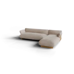 2-Sitzer Chaiselongue, rechts -MOCO- Farbe Beige - Stoff: Pina