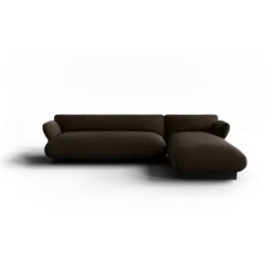 2-Sitzer Chaiselongue, rechts -MOCO- Farbe Espresso - Stoff: Pina