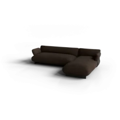 2-Sitzer Chaiselongue, rechts -MOCO- Farbe Espresso - Stoff: Pina