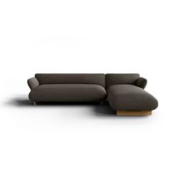 2-Sitzer Chaiselongue, rechts -MOCO- Farbe Shitake - Stoff: Boucla