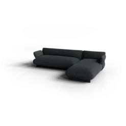 2-Sitzer Chaiselongue, rechts -MOCO- Farbe Coal - Stoff: kvadrat Melange Nap