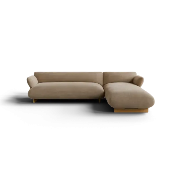 2-Sitzer Chaiselongue, rechts -MOCO- Farbe Shitake - Stoff: kvadrat Moss