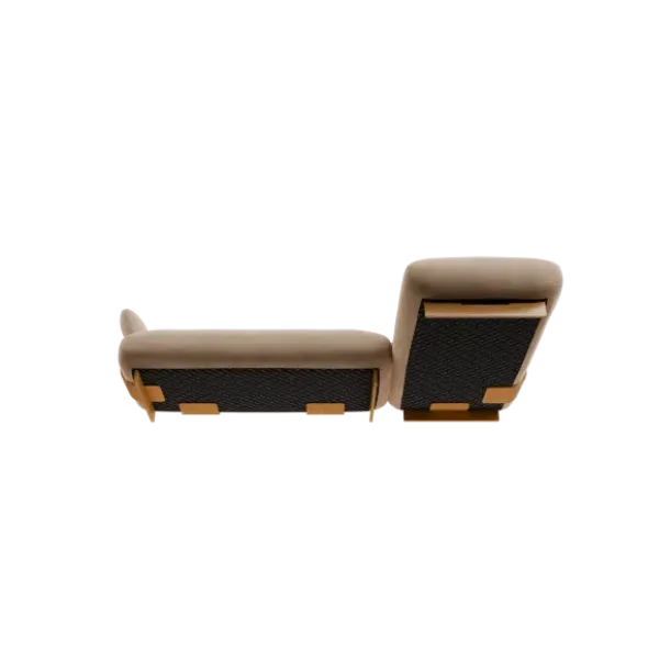2-Sitzer Chaiselongue, rechts -MOCO- Farbe Shitake - Stoff: kvadrat Moss