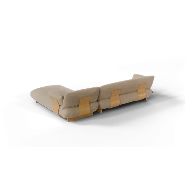 2-Sitzer Chaiselongue, rechts -MOCO- Farbe Shitake - Stoff: kvadrat Moss