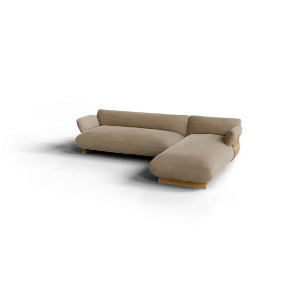 2-Sitzer Chaiselongue, rechts -MOCO- Farbe Shitake - Stoff: kvadrat Moss
