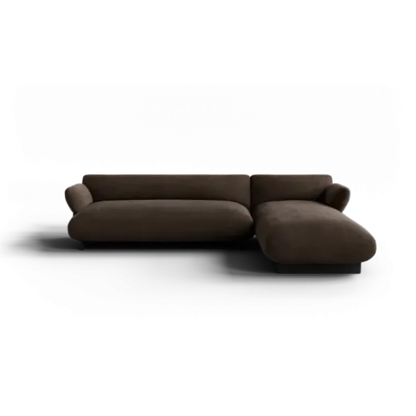 2-Sitzer Chaiselongue, rechts -MOCO- Farbe Espresso - Stoff: kvadrat Moss