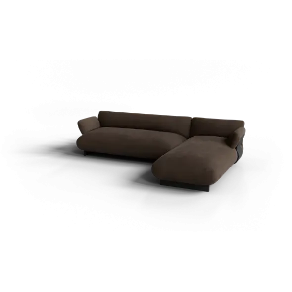 2-Sitzer Chaiselongue, rechts -MOCO- Farbe Espresso - Stoff: kvadrat Moss