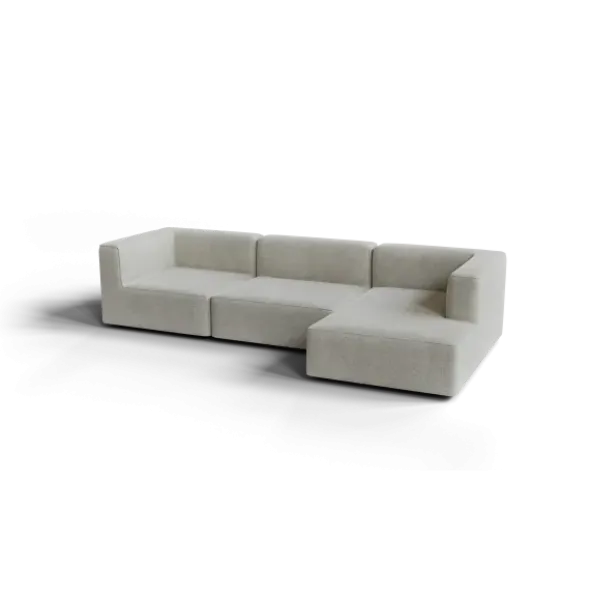3-Sitzer Chaiselongue, rechts -TASI- Farbe Cloud - Stoff: kvadrat Moss