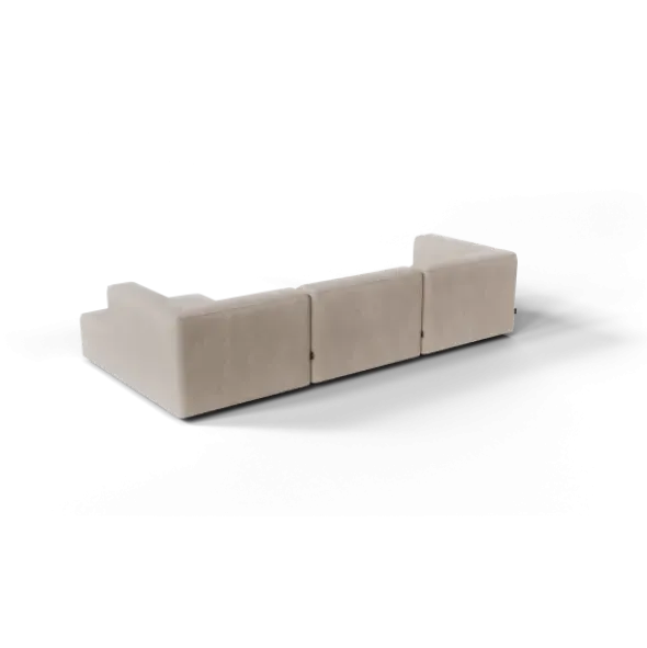 3-Sitzer Chaiselongue, rechts -TASI- Farbe Beige - Stoff: Pina