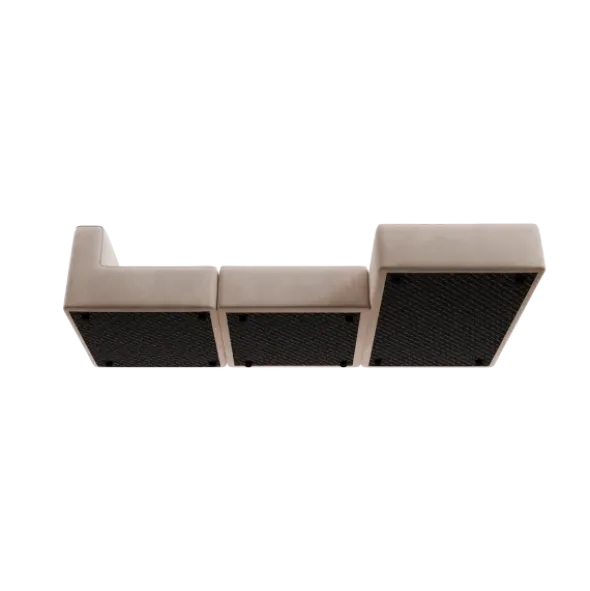 3-Sitzer Chaiselongue, rechts -TASI- Farbe Beige - Stoff: Pina