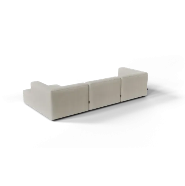 3-Sitzer Chaiselongue, rechts -TASI- Farbe Beige - Stoff: Boucla