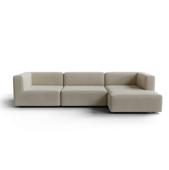 3-Sitzer Chaiselongue, rechts -TASI- Farbe Beige - Stoff: Boucla