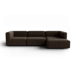 3-Sitzer Chaiselongue, rechts -TASI- Farbe Espresso - Stoff: kvadrat Moss