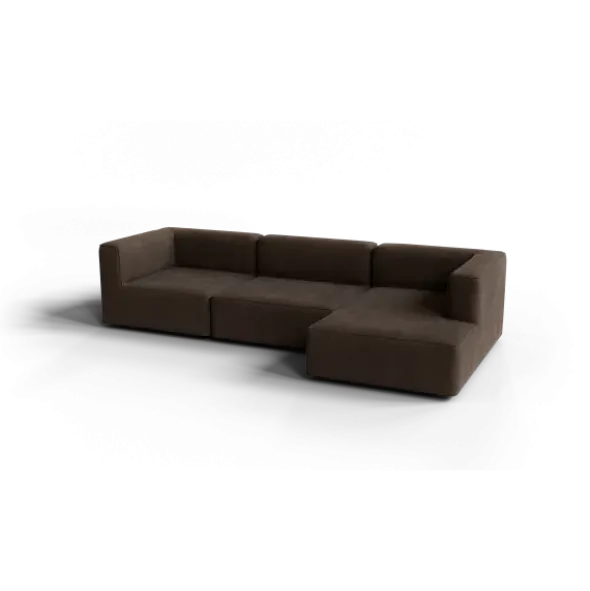 3-Sitzer Chaiselongue, rechts -TASI- Farbe Espresso - Stoff: kvadrat Moss